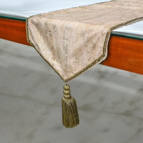 The HomeCentric Luxury Ivory Table Runner 8-10 Seater Table Runner