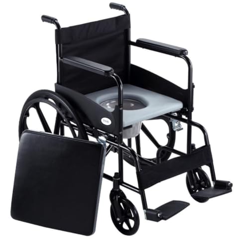 Image of Fidelis Healthcare Wheelchair with Commode | Self-Propelled Design | Detachable Cushion Seat & Bucket with Lid | Foldable Chrome Steel Frame | 24 Inch Mag Wheels | 100 kg Capacity