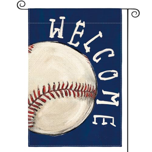 AVOIN colorlife Baseball Garden Flag 12x18 Inch Double Sided Outside, Welcome Sports Game Day Yard Outdoor Flag