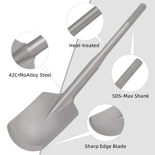 Toovem A Family Of Manufacturers HLTC24428 Sds Max Floor Scraper, Toovem 4.5 X 17 Inch Sds Max Clay Spade Bits Steel Removal Tool, Concrete Breaker Sds Max Chisels Bit For Rotary Jack Hammer Bits Drill thumb #2