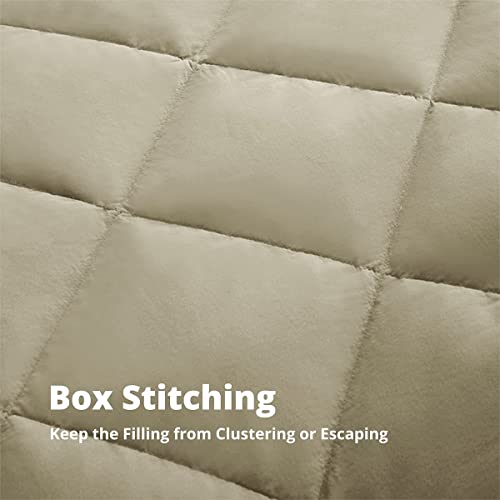 Natural Goose Down Throw Blanket For Couch,Bed Comforter,Sofa Blanket Throw,Outdoor Blanket,Lightweight Down Comforter With Peach Skin Fabric,Reversible Lap Down Blanket Gifts,50"X70",Beige Blanket #TOP3