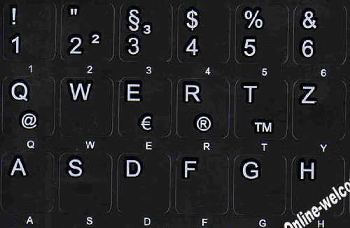 Pegatinas para teclado alemán con fondo negro opaco miniatura 3