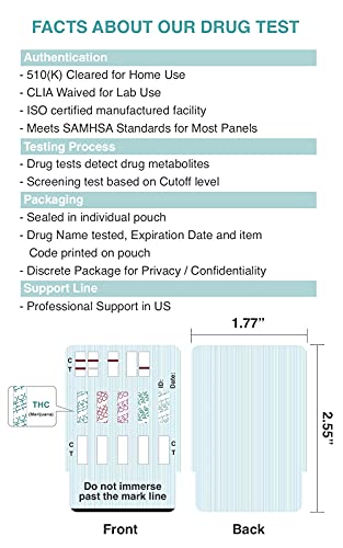 Easy@Home 5 Panel Instant Drug Test Kits - Testing Marijuana (Thc), Coc, Opi 2000, Amp, Met/Mamp- Urine Dip Drug Testing - #Edoap-254-100 Pack #TOP5