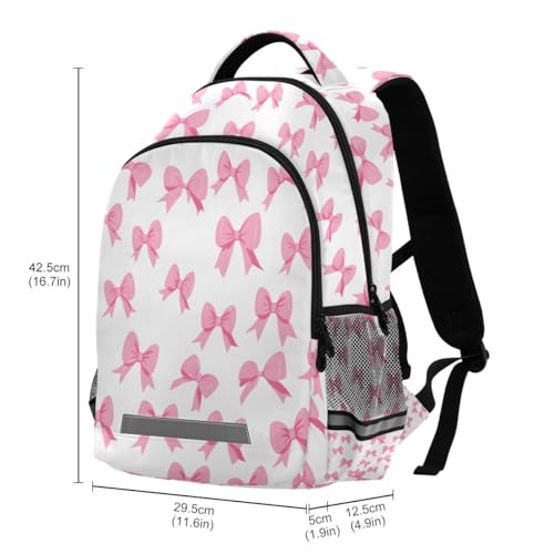 Pink Bow White Background Pattern Backpacks for Kids School Bag Student Backpack Bookbag For Boys Girls Casual Bag3