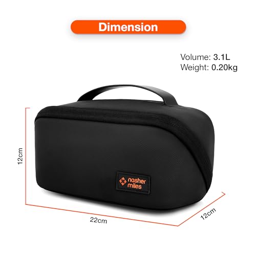 Image of Nasher Miles Dock Toiletry Kit 180 Opening Cosmetic Bag | Polyester Travel Pouch Organizer | Multipurpose Storage Compartments & Carry Handle | Travel Accessory for Men & Women (Black)