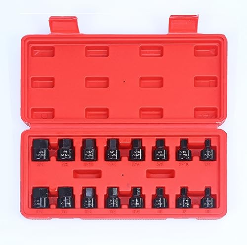 Image of 16PCS 3 /8-Inch Low Impact Hex Drive Set,Impact Hex Bit socket set,SAE /Metric, 1 /4 Inch - 3 /4 Inch, 6mm - 19mm, Cr-Mo Steel