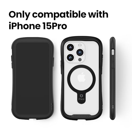 Coque iPhone 15 Pro compatible MagSafe antichoc transparente noire iFace - 2