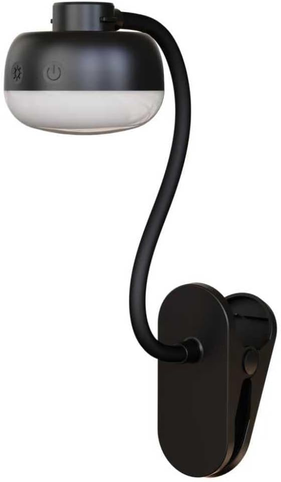 Pebble-Shaped Clip on Reading Light with Detachable Lamp Head, 5000mAh Rechargeable Battery, 360° Ambient Glow, Remote & Timer, Stepless Dimming, 40cm Gooseneck Clamp Lamp for Bed Headboard & Desk