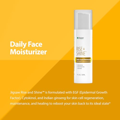 Jigsaw Health Rise & Shine Daily Facial Moisturizer | Featuring Epidermal Growth Factor | 1 Fl Oz