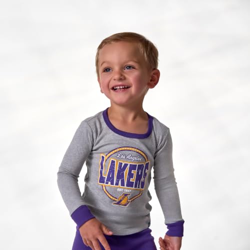 Gerber Unisex Toddler NBA Team Snug Fit Cotton Pajamas, Los Angeles Lakers, 3T - image 2