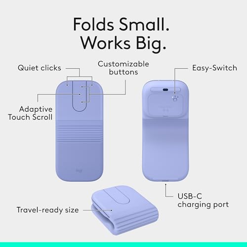 Logitech Mobi Fold Foldable Wireless Mouse with Quiet Click, Lilac by Logitech - Used condition - Image 4