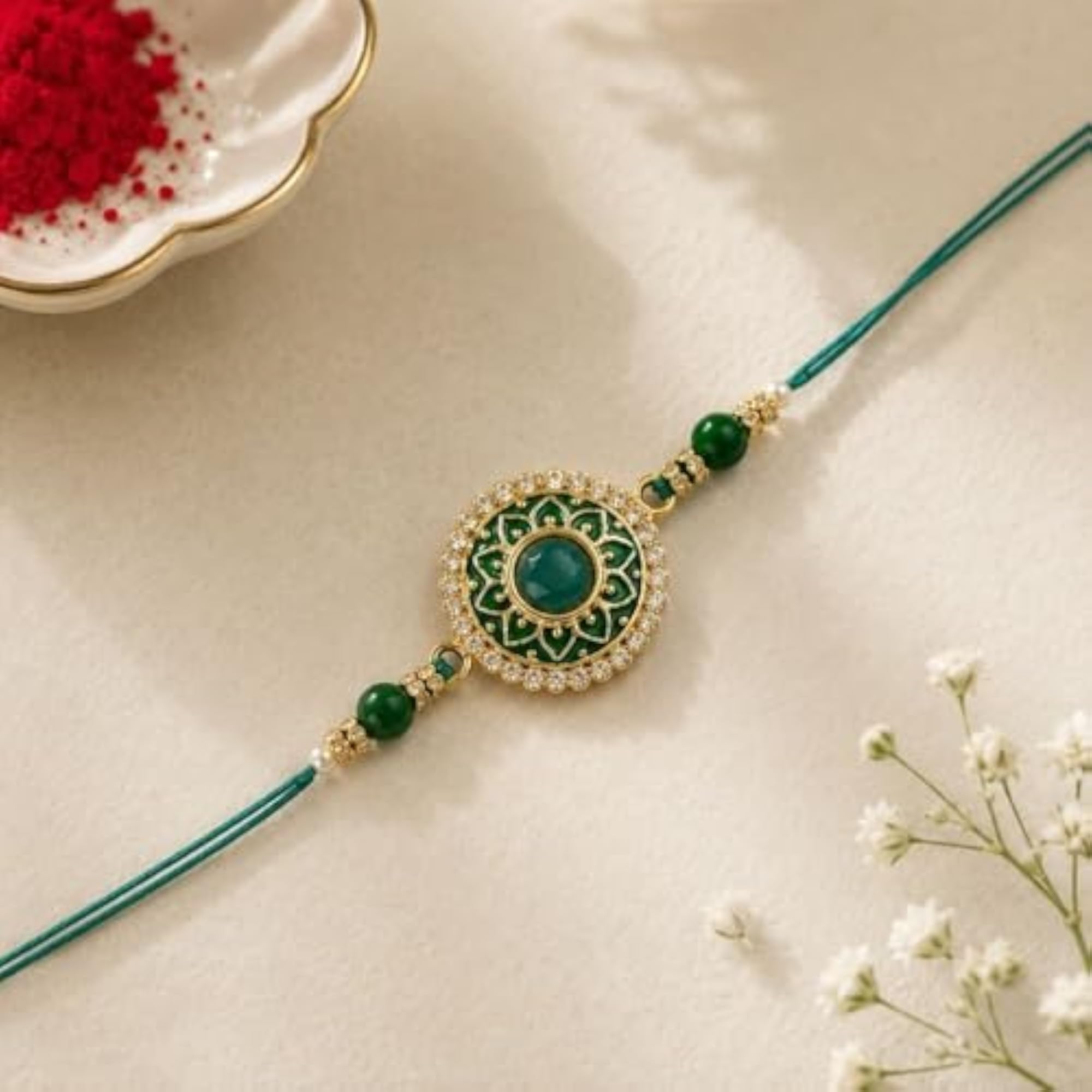 Pearl & Kundan Designer Rakhi Set for Brother, Pack of 2
