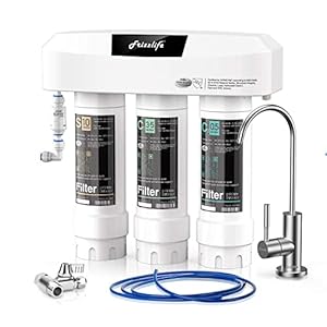 Frizzlife Under Sink Water Filter System with Brushed Nickel Faucet SP99-NEW, NSF 42&53 Certified 3-Stage 0.5 Micron…