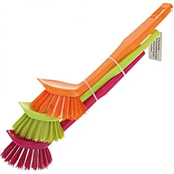 Gondmax Set of 3 Washing Up Brushes Scrubbing Brush Ideal for Cleaning Dishes Sinks Robust Bristles Sturdy Material