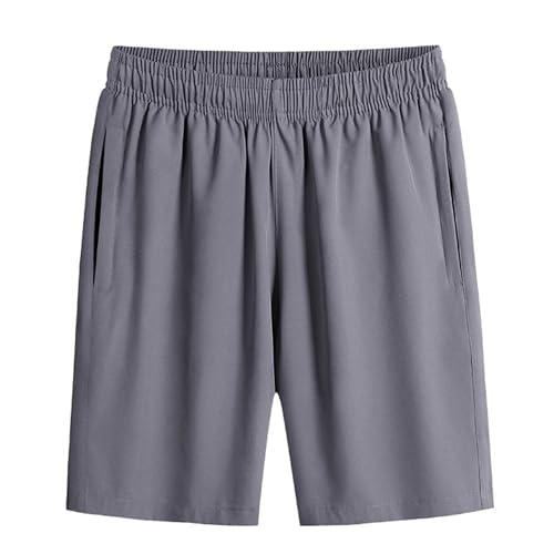 Men's Stretch Solid Drawstring Athletic Short Quick Dry Breathable Workout Shorts Casual Baggy Outdoor Shorts (Grey,5X-Large)2
