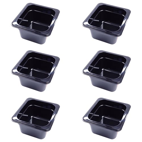 AcMax 6 recipientes GN 1/6 Gastronorm GN, 1,6 litros, profundidad de 100 mm, plástico, color negro