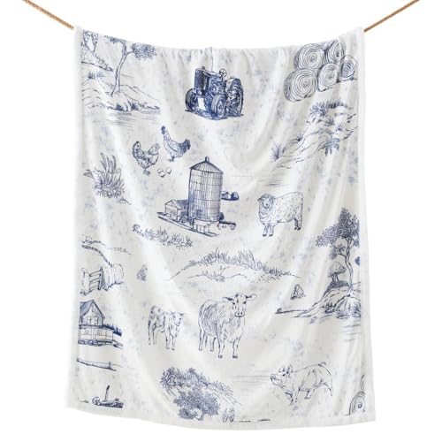 Image of Paseo Road Indigo Hill by HiEnd Accents Farm Life 54x68 Blue Throw Blanket