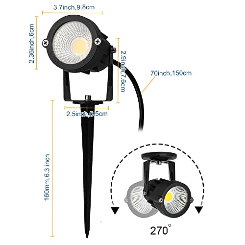 9W Led Spot Lights Indoor For Plants Uplights Spotlight Lamp Accent Lighting For Indoor Plants ,120V Landscape Lights Warm White Up Light 6Ft Cord With Us 3 Prong (2 Pack Base And Stake Included) #TOP6