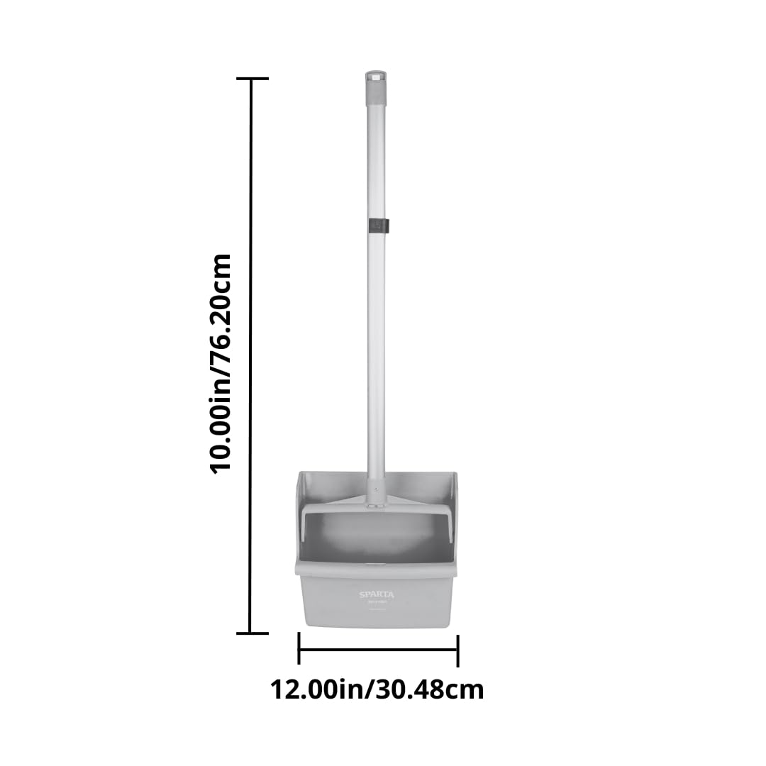 SPARTA Color Coded Upright Dustpan with 30 Inch Aluminum Handle, Serrated Edge and Locking Yoke, Standing Commercial Floor Dust Pan, Pink, Pack of 6