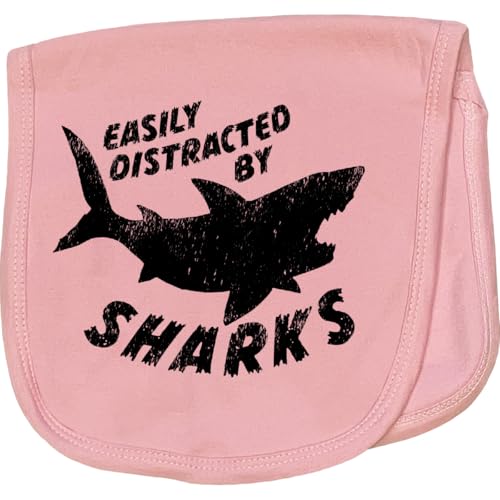 inktastic Easily Distracted by Sharks Baby Burp Cloth Pink 4554d