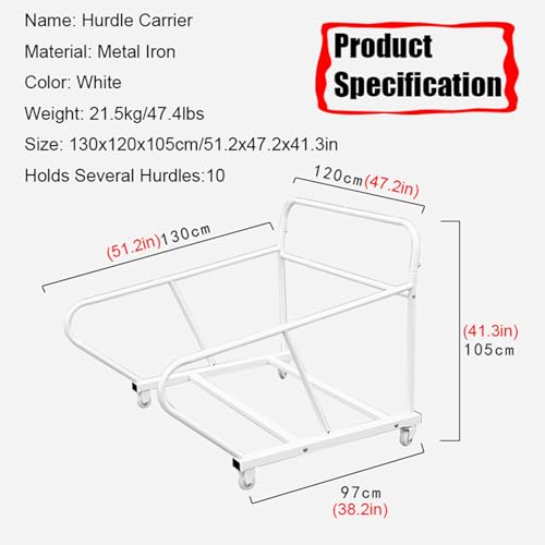 Race Hurdle Rack Cart with 4 Wheels, Removable Track Hurdles Training Equipment Transportation Trolley, Mobile Sports Training Hurdle Carrier Carts for Playgrounds/Gymnasiums/Schools