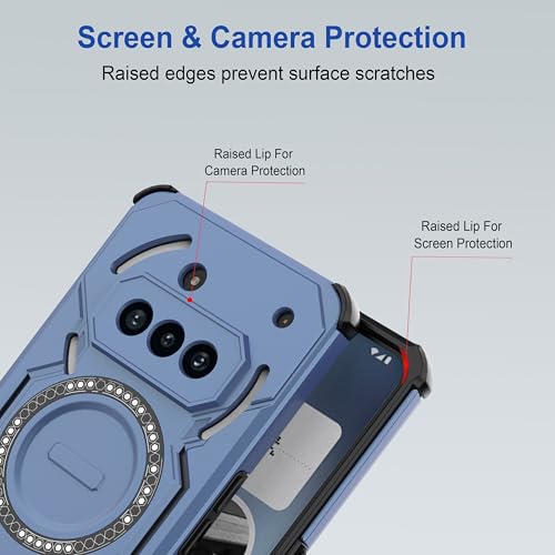 Image of Zapcase Back Case Cover for Nothing Phone (3a) 5G | Magnetic Case with Built-in Metal Ring | Supports MagSafe Charger, Wallet & Car Mount | Shockproof Hybrid PC + TPU | Blue
