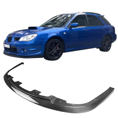 IKON MOTORSPORTS Front Bumper Lip, Compatible with 2006-2007 Subaru Impreza WRX 4DR, STI Style Carbon Fiber Print PP Air Dam Chin Spoiler Protector Splitter 1PC