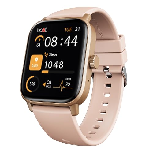 Image of Boat Wave Call 3 Smartwatch 1.83 inch HD Display with Animated Watch Faces; BT Calling, Functional Crown, Multiple Sports Modes, IP68, HR, SpO2 Monitor, Smart Watches for Men & Women (Spring Blossom)