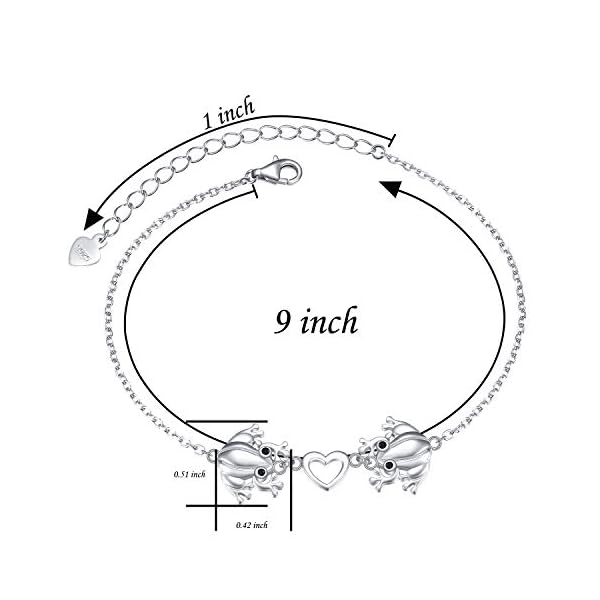 S925 Sterling Silver Frog Heart Anklet Ankle Foot Bracelet for Women