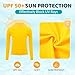 Boys Rash Guard Swim Shirts Toddler Kids Long Sleeve Hoodie UPF 50+ Sun Protection Swim Top Fishing Shirt with Thumb Hole Yellow 5-6 Years