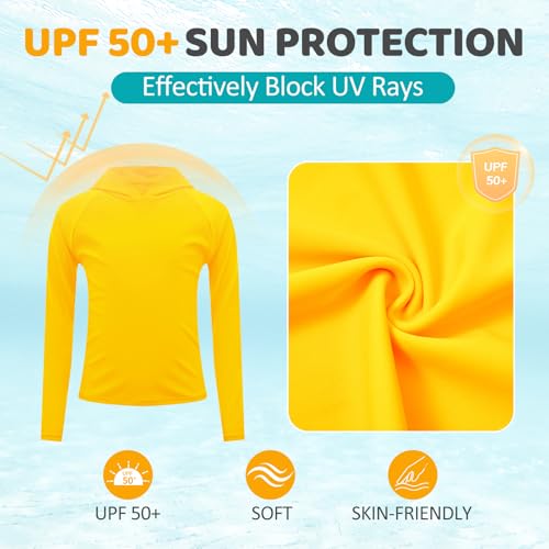 Image of Boys Rash Guard Toddler Swim Shirts Long Sleeve Kids Fishing Shirt UPF 50+ Sun Protection Swim Top with Thumb Hole
