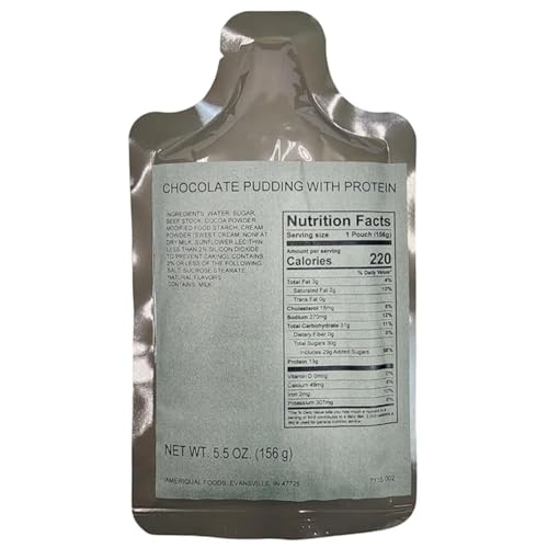 Military Outdoor Clothing MRE(Meal-Ready-to-Eat) Dessert: Chocolate Pudding With Protein (1 Pack)
