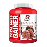 Beverly Total Mass - Proteína con hidratos de carbono, glutamina y taurina - 3 Kg - 50 Servicios - Ganancia muscular y de peso libre de grasa. Delicioso sabor (3 KG, CHOCOLATE)
