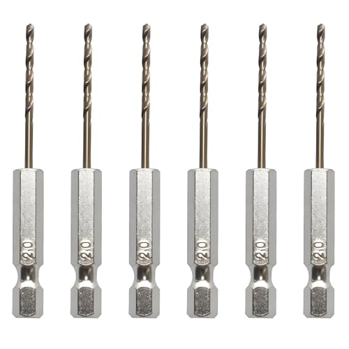 Oiieco 6Pcs 2mm Wood Drill Bit, Hex Shank Drill Bits High-Speed Steel, M35 Hex Shank Drill Bit Set, Titanium Drill Bit, 1/4 Inch Shank, Versatile for Metal, Wood, Plastic