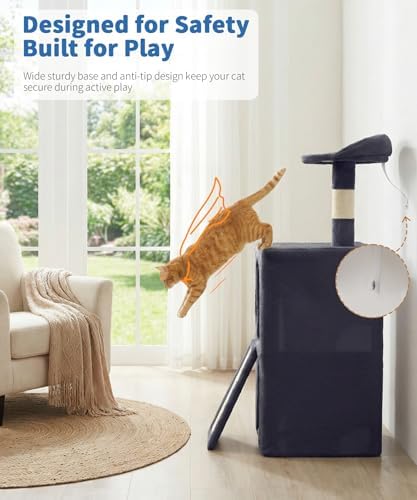 LIKISAK Cat Tree,Cat Tower with Scratching Post, 2 Perches, 110 cm Tall — view 5
