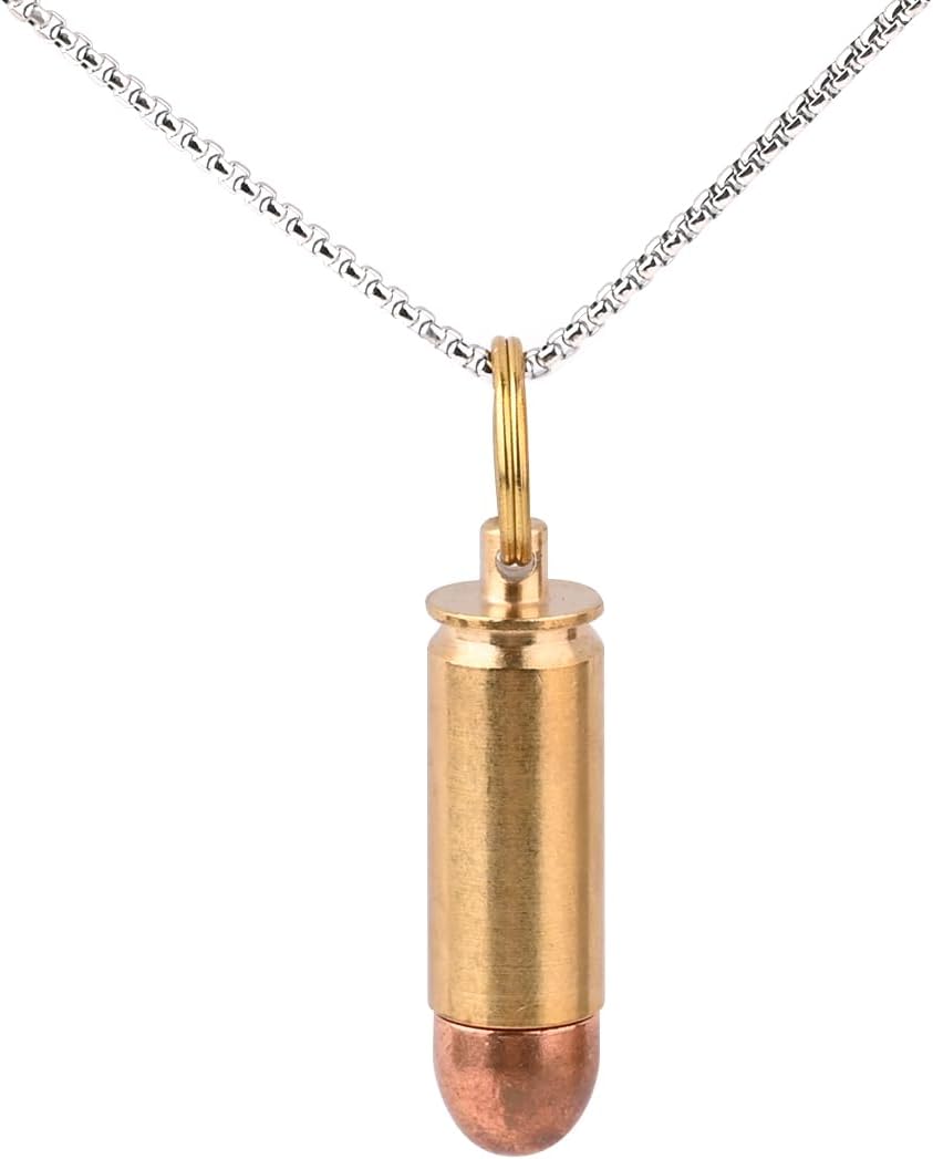 Brass and Purple Copper Bullet Cylinder Pendant Necklace for Mens Womens, It also Can be Used as a Mini Pill Holder on Keychain. - Image 8
