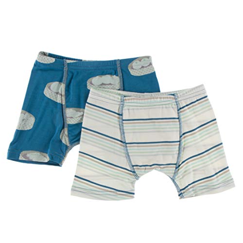 Kickee Pants Boys Boxer Brief Underwear, Silky Soft Printed And Solid Boxer Briefs For Your Little Man, Lightweight And Breathable For All Day Comfort, Set Of 2 (Culinary Arts Stripe & Seaport Dim Sum - 2T-3T) #TOP29