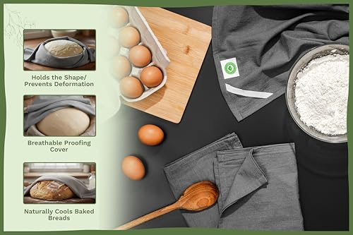 Image of Gray Flour Sack Tea Towels - 100% Cotton, 5 Pack, 27 inchx27 inch Extra Large, Highly Absorbent Gray Dish Drying Towels - Lint-Free Baking Towels, Customizable and Versatile Kitchen Towels (5 Pack)