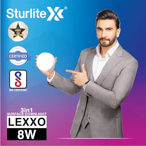 Image of Sturlite Lexxo 8W (3in1) Round LED Surface Light| Warm, Neutral & Cool White Color Temperature | 640 Lumens with CRI Tech for Accurate Color Representation - (Pack of 4) LED Bulb