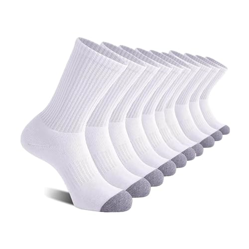 5 Pairs Mens Crew Cushion Socks Work Athletic Running Socks Casual Breathable Sweat-absorbing Drying Socks for Men