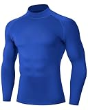 Runhit Compression Shirt Men Long Sleeve Turtleneck Workout Tops Athletic Sports Cool Undershirts for Football Running Royal Blue