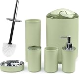 CERBIOR Bathroom Accessories Set 6 Piece Bath Ensemble（Green）