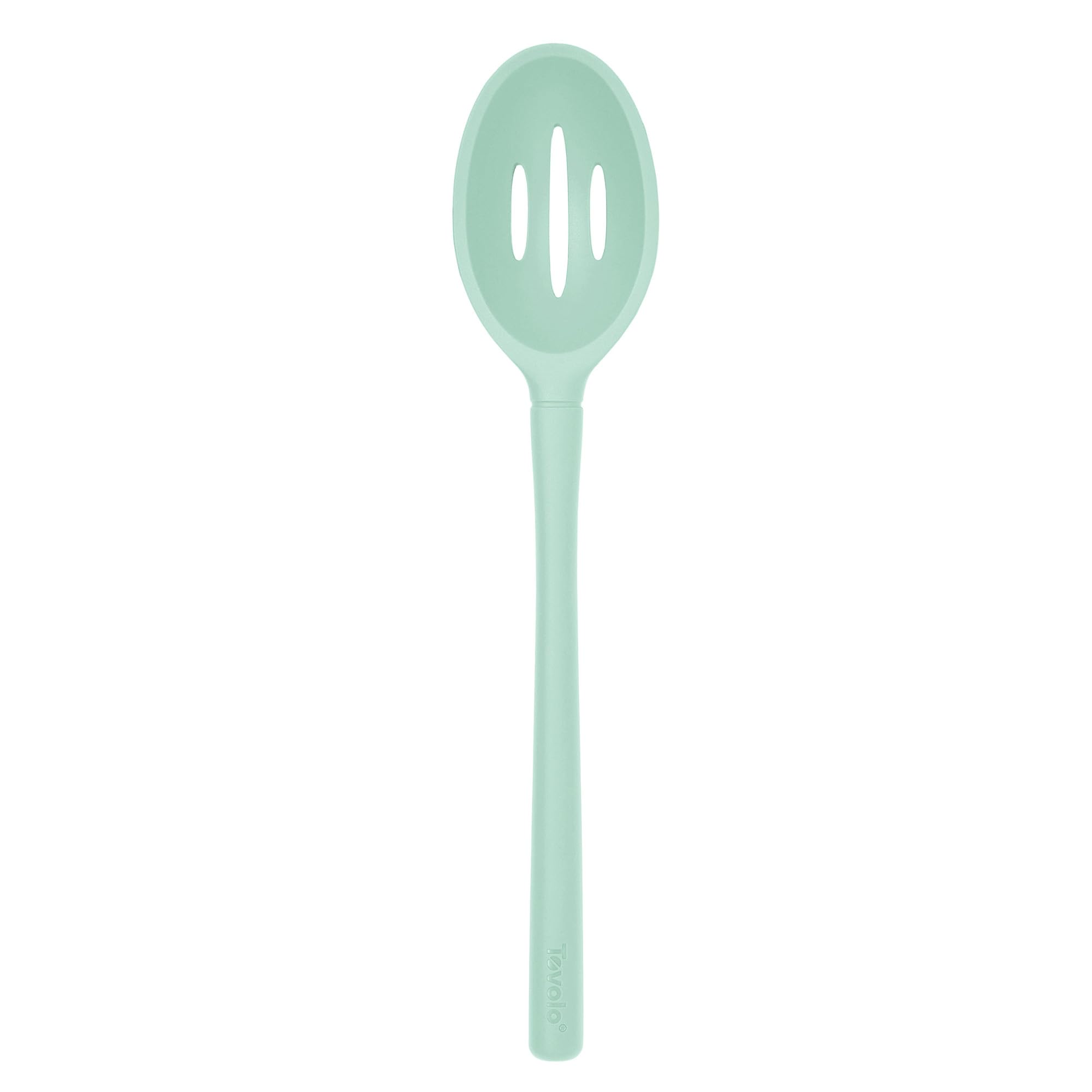 Tovolo Flex Core Silicone Slotted Deep Spoon for Cooking Mixing Baking, Dishwasher Safe BPA Free All Silicone Kitchen Utensil Heat Resistant Nonstick Safe Slotted Serving Spoon, Aqua Seafoam Green