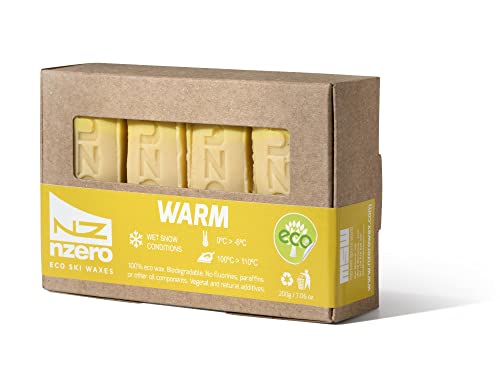 NZEROWAX - Pack de Fart Warm Chaud Jaune - 200g (50gx4) | Fart Végétale Écologique Conditions Neige Mouillé, 0ºC/-6ºC