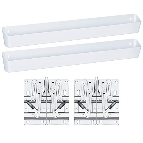 Image of Umigy 2 Pack 30 inch Kitchen Sink Tip Out Tray, False Drawer Front Flip Tray with Hinges & Clips, Sink Sponge Soap Organizer for Kitchen Bathroom, White
