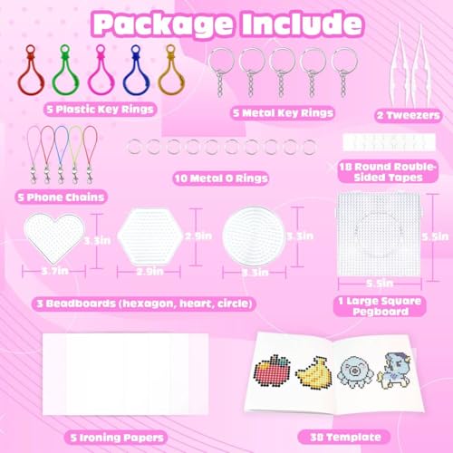 Fuse Beads Kit for Kids - 11000 Fuse Beads, 20 Colors 5mm Bead Craft Set with Storage Box, Pegboards, Ironing Paper and Accessories, Arts and Crafts Set Toys Gifts for Girls & Boys Birthday Christmas - Thumbnail 2