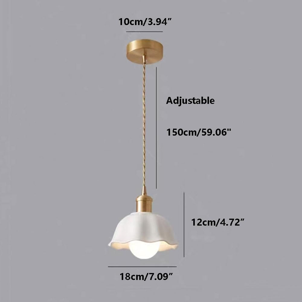 Wisząca Lampa Ceramiczna Z Połowy Wieku, Kwiat, Nowoczesna, Minimalistyczna, Biała, Wisząca Lampa, Wykończenie Mosiężne, łatwe W Czyszczeniu, Wisząca Lampa E27, Lampy Wiszące Adjus