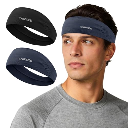 Image of Sports Headband for Men & Women - High Elastic Moisture Wicking Sweatband, Breathable Quick Dry Athletic Hairband for Running, Yoga, Gym, Workout