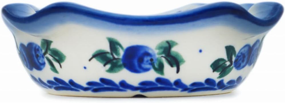 Authentic Polish Pottery Ashtray Signature UNIKAT in Blue Berry Special Design Handmade in Bolesławiec Poland + Certificate of Authenticity