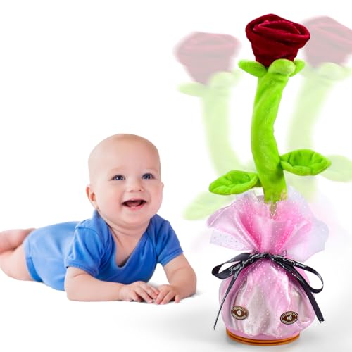 Dancing Cactus Toy Repeat What You Say, Talking Cactus Toy Singing Cactus Mimic Toy Baby Toys for 1 Year Old Boys Girls Kids Gifts, Baby Encourage Speech Toys (Red)